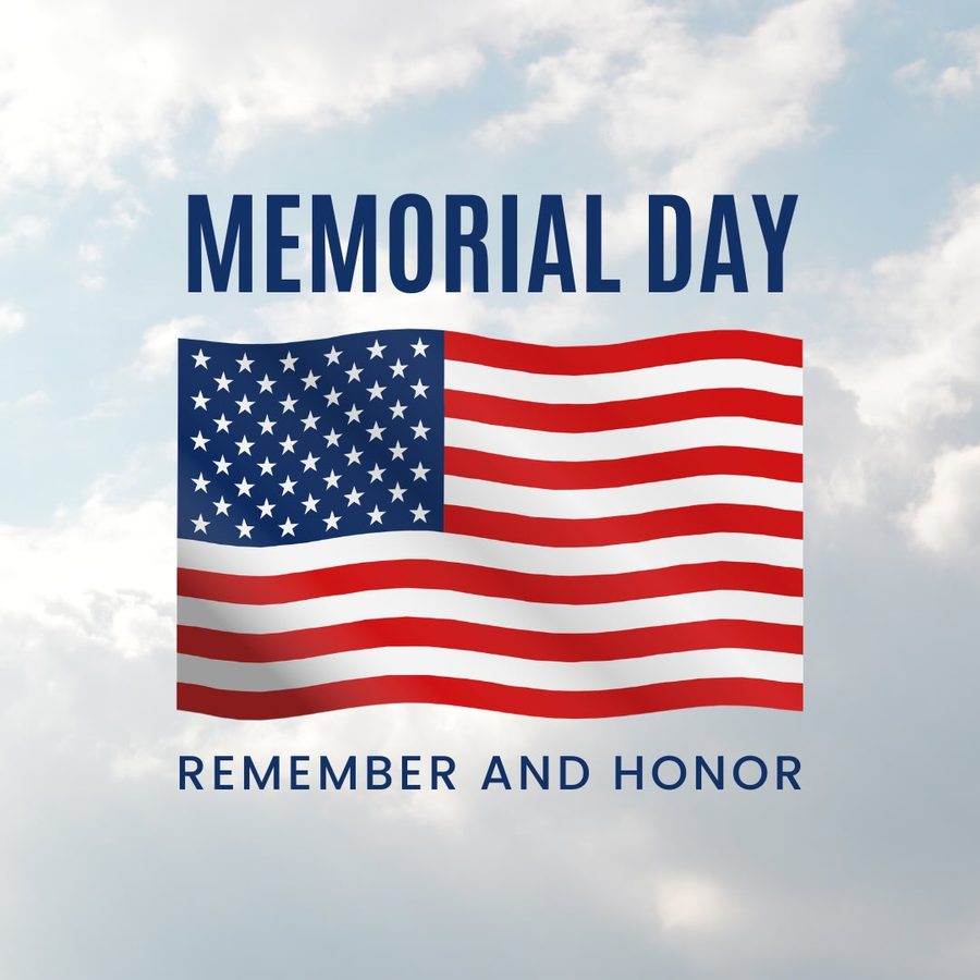 Memorial Day remembrance graphic with an American flag from the bakery's Instagram